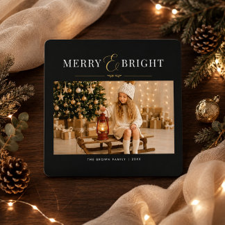 Fröhliche & strahlende klassische Weihnachtsfotogr Feiertagskarte