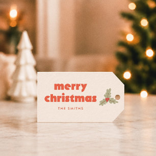Fröhliche & strahlende Orange Mistel Weihnachten Geschenkanhänger