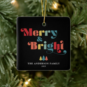 Fröhliche & strahlende Retro-Weihnachtsfarben Keramikornament