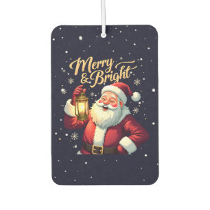 Fröhliche, strahlende Santa-Claus-Illustration mit Autolufterfrischer