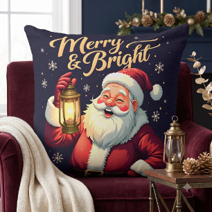 Fröhliche, strahlende Santa-Claus-Illustration mit Kissen