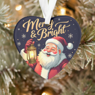 Fröhliche, strahlende Santa-Claus-Illustration mit Ornament