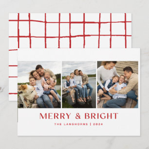 Fröhliche & strahlende Weihnachtskarte mit 3 Fotos Einladung
