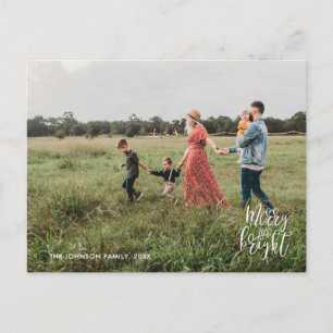 Fröhliche & strahlende Weihnachtstypografie-Fotoka Postkarte