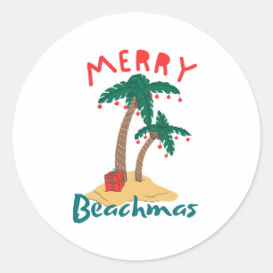 Fröhliche Strand-Weihnachten im Juli Runder Aufkleber