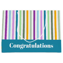 Fröhliche Streifen mit individuellem Text in mehrf Große Geschenktüte