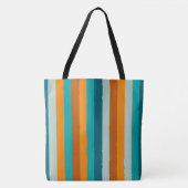 Fröhliche Streifen Muster Aqua und Orange Tasche (Vorderseite)