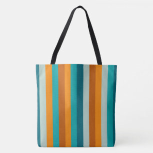 Fröhliche Streifen Muster Aqua und Orange Tasche