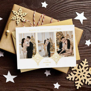Fröhliche & Süße Weihnachten Elegante 3 Fotos Coll Folien Feiertagskarte
