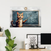 Fröhliche Tabby Cat Mathematik im Klassenzimmer Poster (Heimbüro)