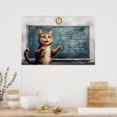Fröhliche Tabby Cat Mathematik im Klassenzimmer Poster (Küche)