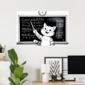 Fröhliche Tabby Cat Mathematik im Klassenzimmer Poster (Heimbüro)