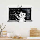 Fröhliche Tabby Cat Mathematik im Klassenzimmer Poster (Küche)