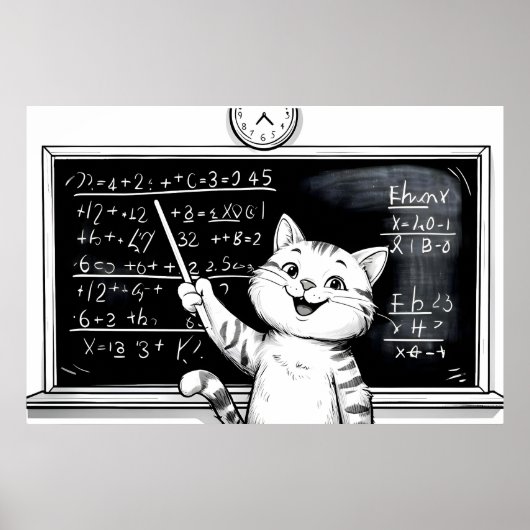 Fröhliche Tabby Cat Mathematik im Klassenzimmer Poster (Vorne)