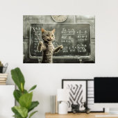 Fröhliche Tabby Cat Mathematik im Klassenzimmer Poster (Heimbüro)