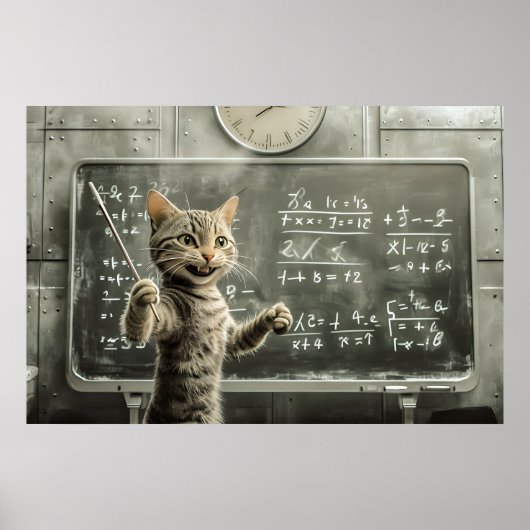 Fröhliche Tabby Cat Mathematik im Klassenzimmer Poster (Vorne)