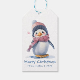 Fröhliche Tanzpinguin Weihnachten Geschenkanhänger