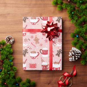 Fröhliche Tasse & Lebkuchen Freude: Pink Holiday B Geschenkpapier