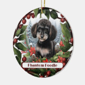 Fröhliche Teacup Phantom Poodle Weihnachten Keramik Ornament (Links)