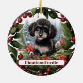 Fröhliche Teacup Phantom Poodle Weihnachten Keramik Ornament (Hinten)