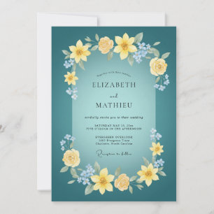Fröhliche Teal-Hochzeit im Frühling Einladung