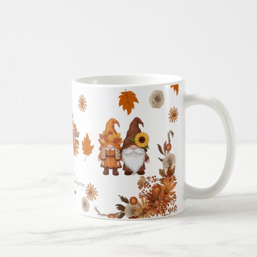 Fröhliche Thanksgiving-Gnom-Blumenkunst Kaffeetasse (Rechts)