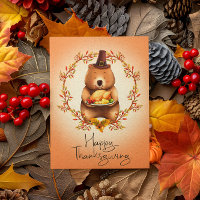 Fröhliche Thanksgiving-Grußkarte Bär Cute