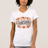 Fröhliche Thanksgiving orange Gelbe Herbstlaube Fr T-Shirt (Vorderseite)