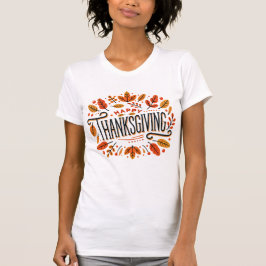 Fröhliche Thanksgiving orange Gelbe Herbstlaube Fr T-Shirt