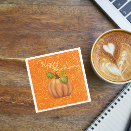 Fröhliche Thanksgiving Orange und Gelbe Wirbel Serviette