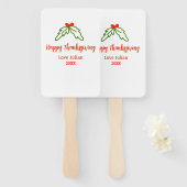 Fröhliche Thanksgiving Rotgrüne Blätter Kirsche Na Fächer (Vorne und Hinten)