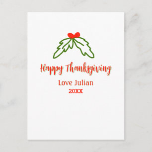 Fröhliche Thanksgiving Rotgrüne Blätter Kirsche Na Feiertagspostkarte