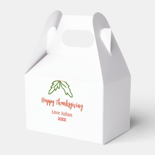 Fröhliche Thanksgiving Rotgrüne Blätter Kirsche Na Geschenkschachtel (Vorderseite)