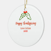 Fröhliche Thanksgiving Rotgrüne Blätter Kirsche Na Keramik Ornament (Links)