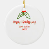 Fröhliche Thanksgiving Rotgrüne Blätter Kirsche Na Keramik Ornament (Hinten)