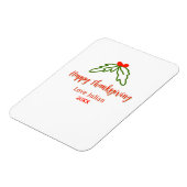 Fröhliche Thanksgiving Rotgrüne Blätter Kirsche Na Magnet (Linke Seite)