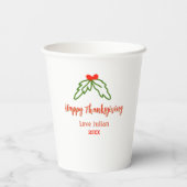 Fröhliche Thanksgiving Rotgrüne Blätter Kirsche Na Pappbecher (Rückseite)
