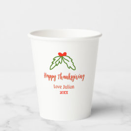 Fröhliche Thanksgiving Rotgrüne Blätter Kirsche Na Pappbecher