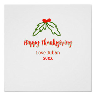 Fröhliche Thanksgiving Rotgrüne Blätter Kirsche Na Poster