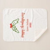 Fröhliche Thanksgiving Rotgrüne Blätter Kirsche Na Sherpadecke (Vorderseite (Horizontal))