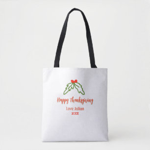 Fröhliche Thanksgiving Rotgrüne Blätter Kirsche Na Tasche