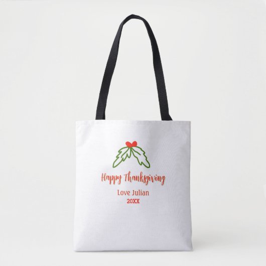 Fröhliche Thanksgiving Rotgrüne Blätter Kirsche Na Tasche (Vorderseite)