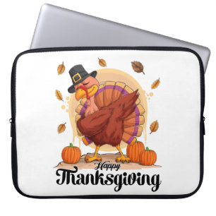 Fröhliche Thanksgiving-Typografie-Kaffeetasse Laptopschutzhülle