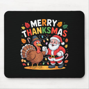 Fröhliche Thanksmas Truthahn Santa Erntedankfest W Mousepad