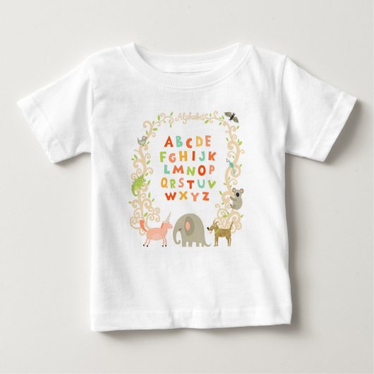 fröhliche Tiere und Alphabet Baby T-shirt (Vorderseite)