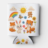 Fröhliche Tiere und Regenbogen Dosenkühler (Vorderseite)