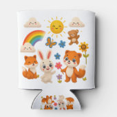 Fröhliche Tiere und Regenbogen Dosenkühler (Rückseite)