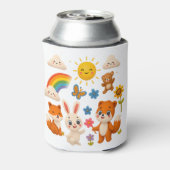 Fröhliche Tiere und Regenbogen Dosenkühler (Kanne Rückseite)