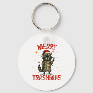 Fröhliche Trashmas-Waschbär-Weihnachtslichter Lust Schlüsselanhänger