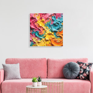 Fröhliche tropische abstrakte Malerei - Fuchsia, T Leinwanddruck